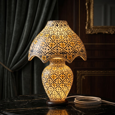 Geometric Floral Pattern Table Lamp – Luxury Decorative Lamp