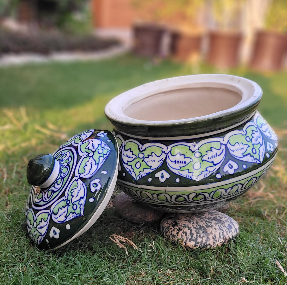 Classic Green Large Handi/Traditional Pot|Blue Pottery