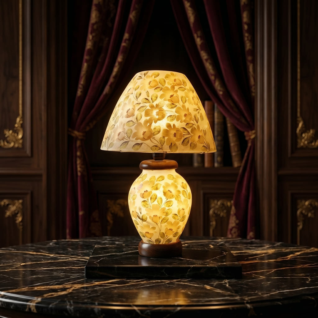 Golden Floral Glow Table Lamp – Luxury Decorative Lamp