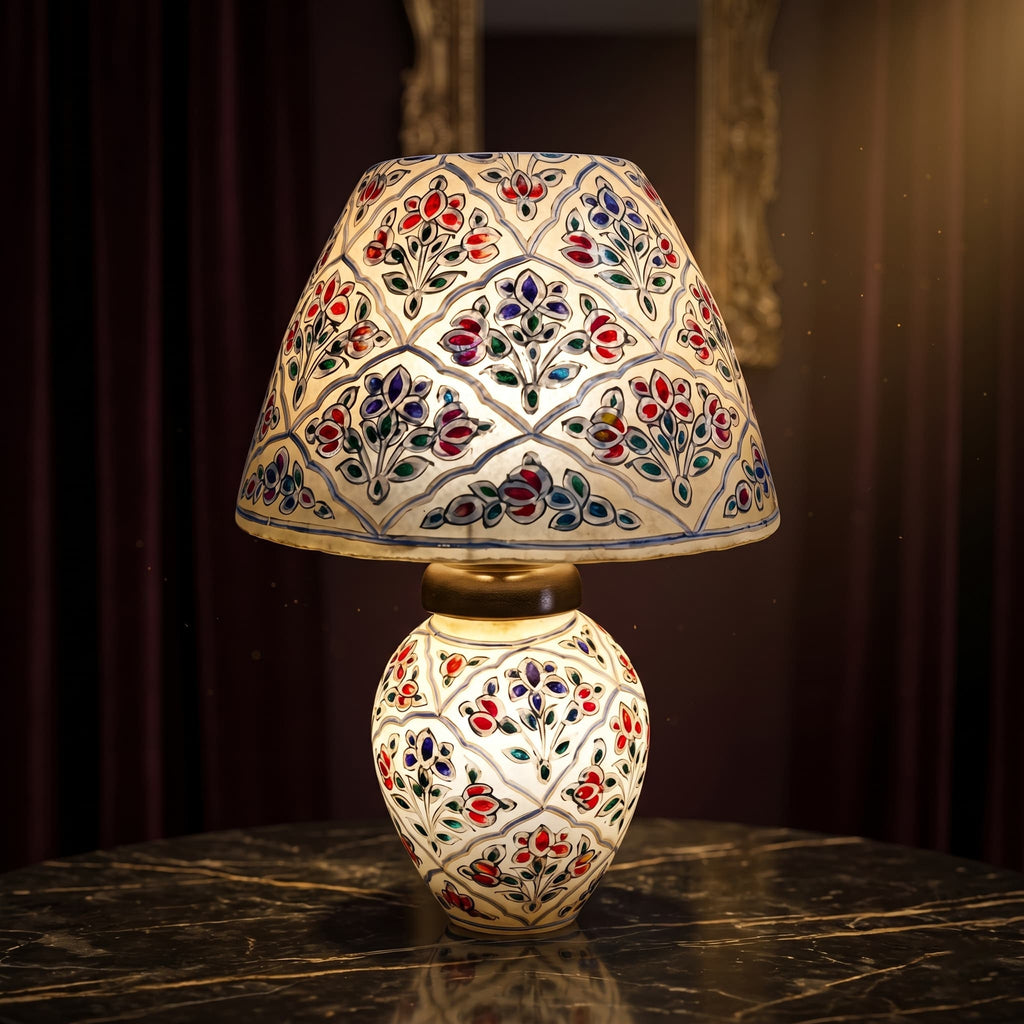 Elegant Floral Mosaic Table Lamp – Luxury Decorative Lamp