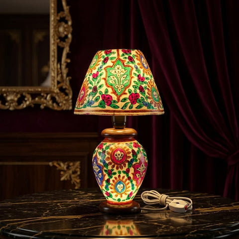 Colorful Floral Pattern Table Lamp – Luxury Decorative Lamp