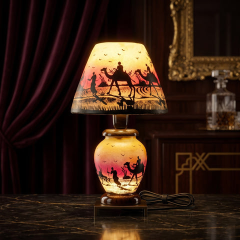 Desert Journey Silhouette Table Lamp – Warm Sunset Glow