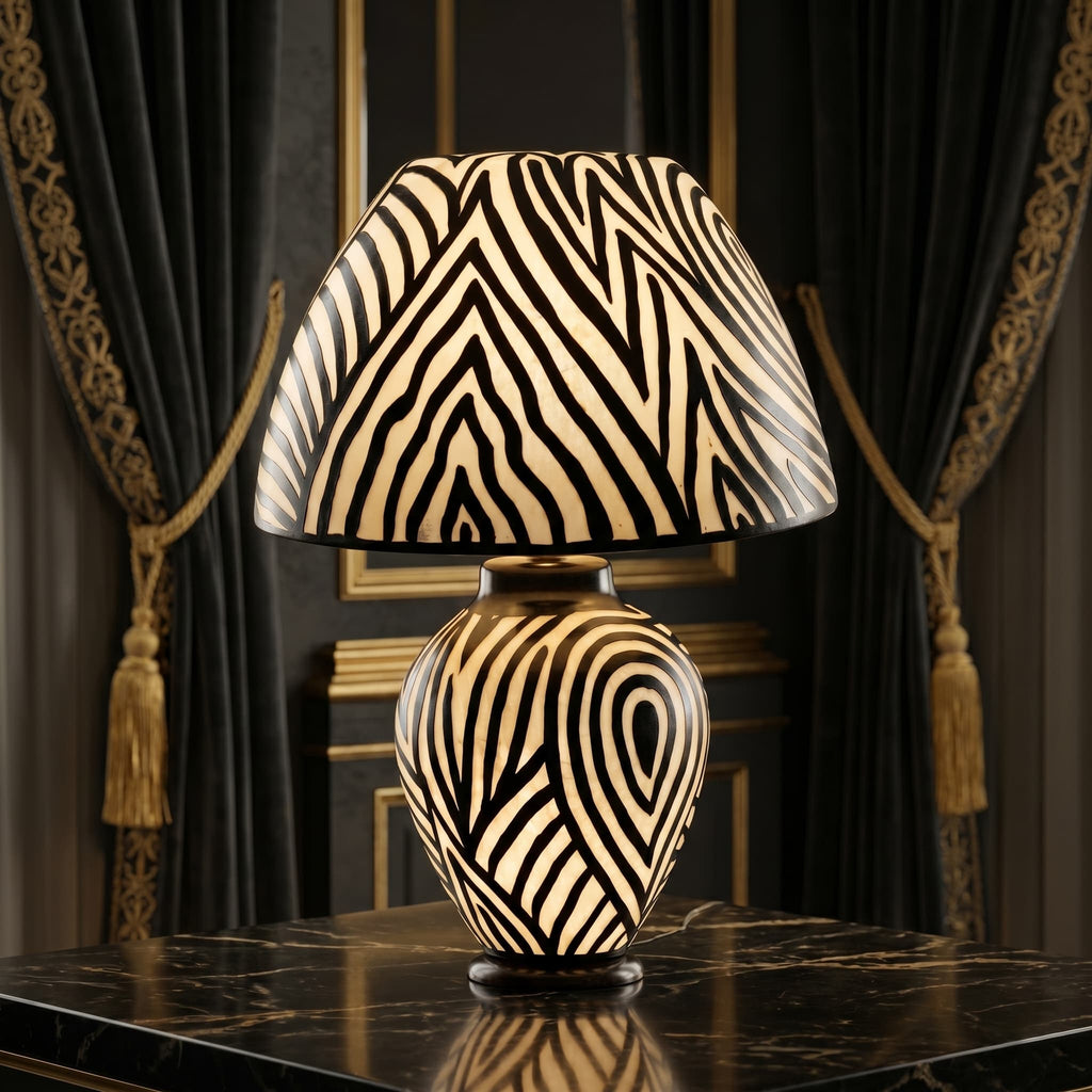 Camel Skin Zebra Pattern Lamp – Luxury Artisan Table Lamp