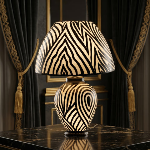 Camel Skin Zebra Pattern Lamp – Luxury Artisan Table Lamp