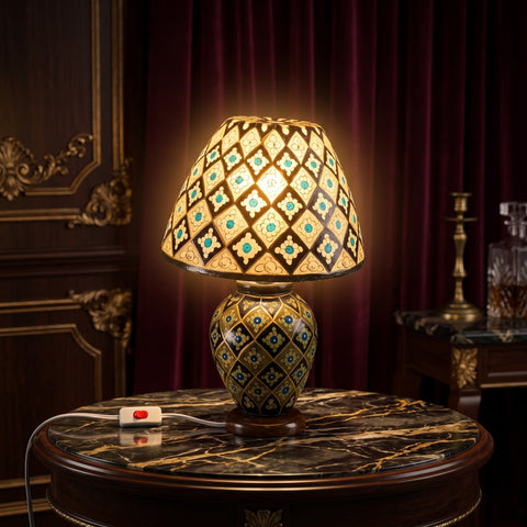 Geometric Floral Table Lamp – Elegant Warm Glow