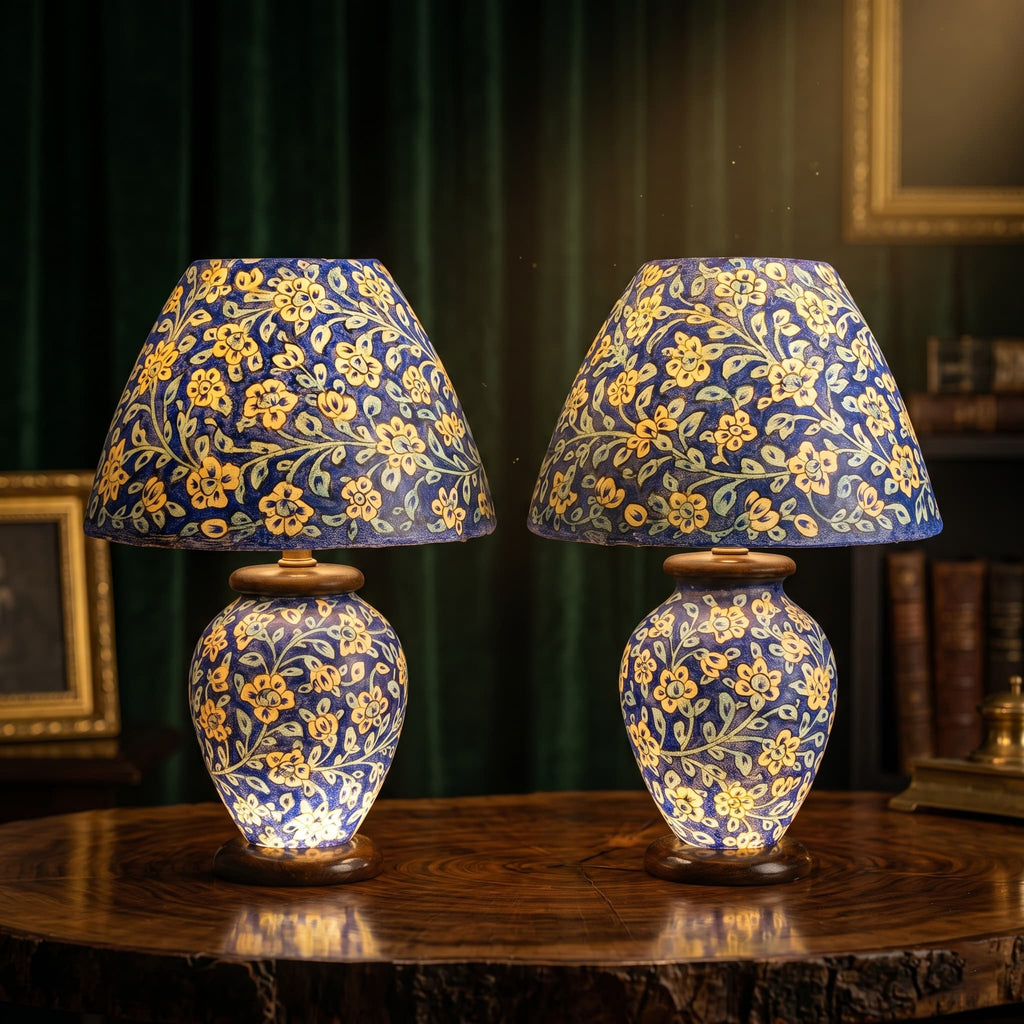 Elegant Floral Twin Table Lamps – Warm Ambient Set