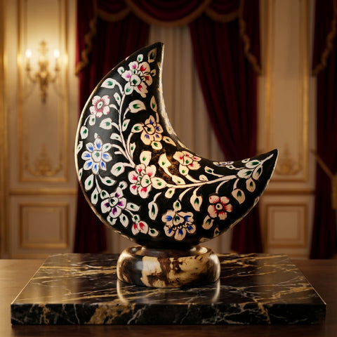 Midnight Floral Crescent Lamp – Luxury Sculptural Edition