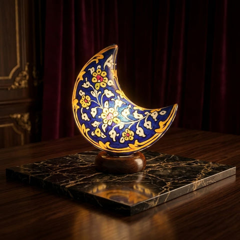 Royal Blue Crescent Lamp – Artisan Luxury Piece