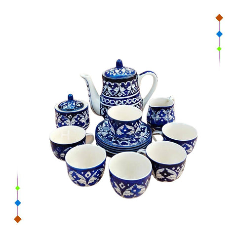 Traditional Blue Pottery Tea Set