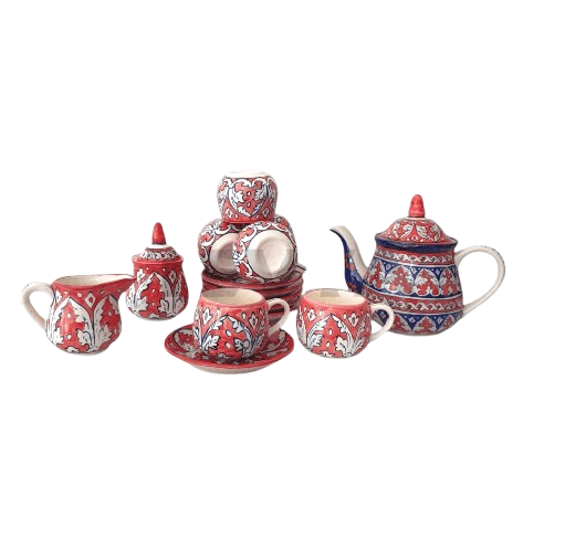 Ceramics Red Tea Set