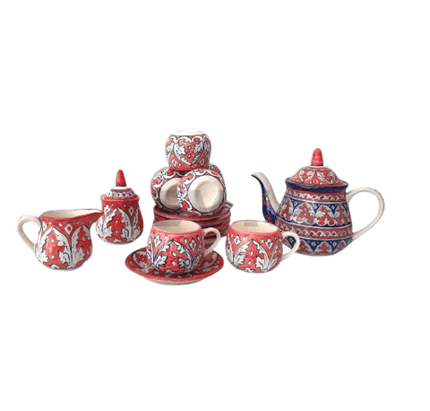 Ceramics Red Tea Set