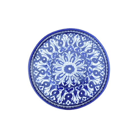 Iconic Blue Medium Round Platter/ Pizza Plate|Blue pottery