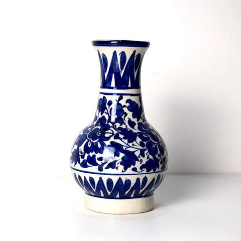 Blue pottery table top vase