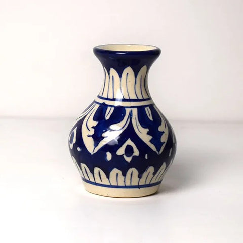 Table top blue pottery vase