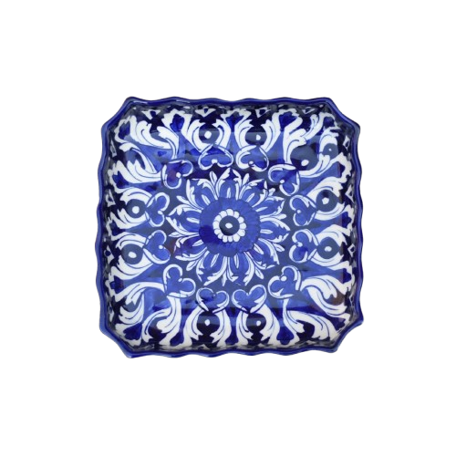 Iconic Blue Medium Square Serving dish|Blue pottery