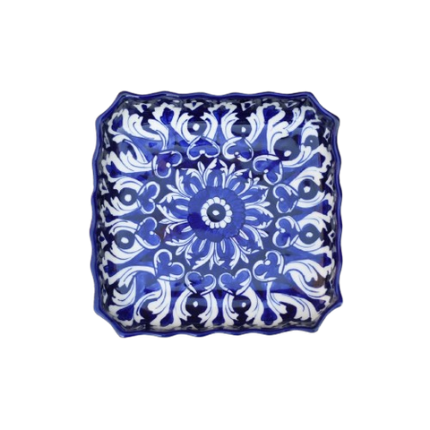 Iconic Blue Medium Square Serving dish|Blue pottery