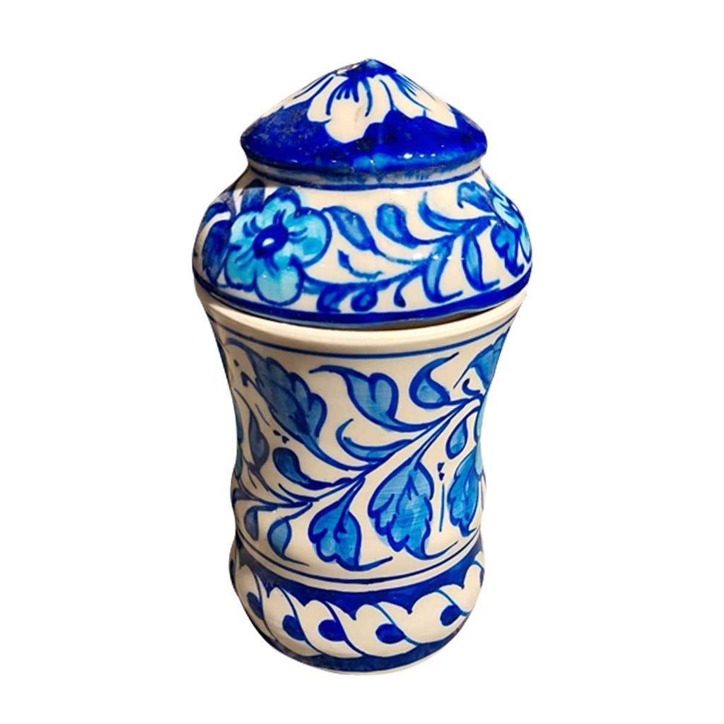Blue Pottery Glass With Lid