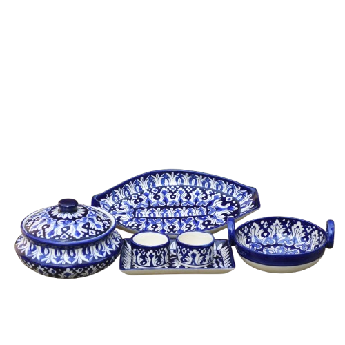 6 Piece Iconic Blue Serving Set|Blue pottery