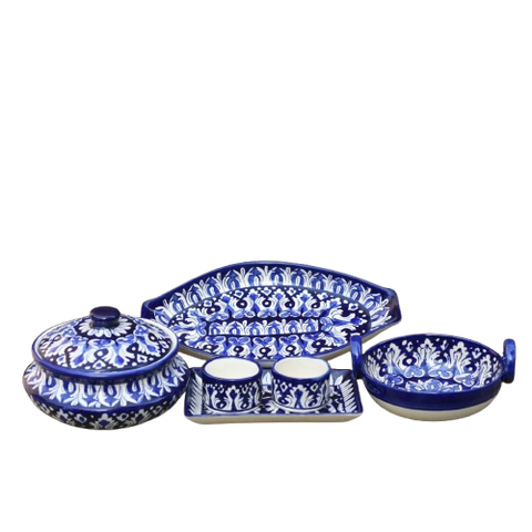 6 Piece Iconic Blue Serving Set|Blue pottery