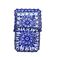 Set of two Iconic Blue Square Serving dish|Blue pottery