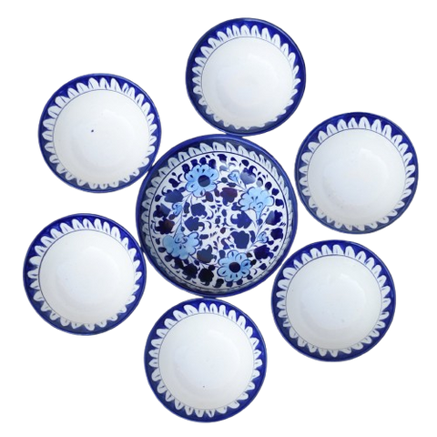 White Floral 6 person Dessert Set/Soup Set