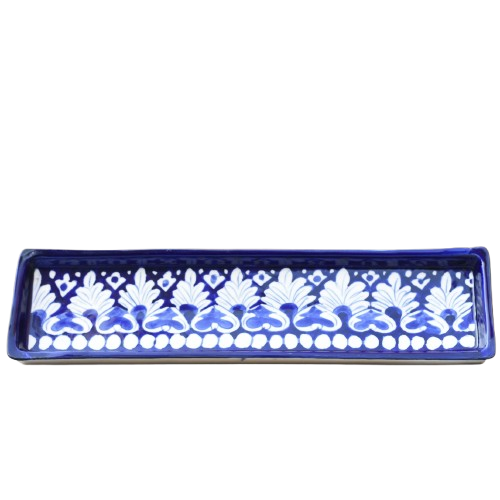 Iconic Blue kebab Dish(Long)|Blue Pottery