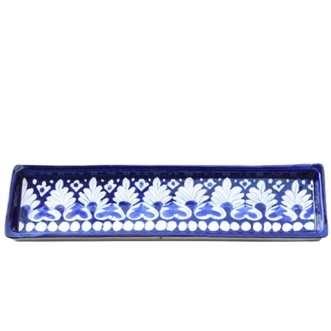 Iconic Blue kebab Dish(Long)|Blue Pottery