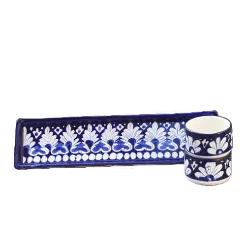 3 Piece Iconic Blue kebab Serving Set